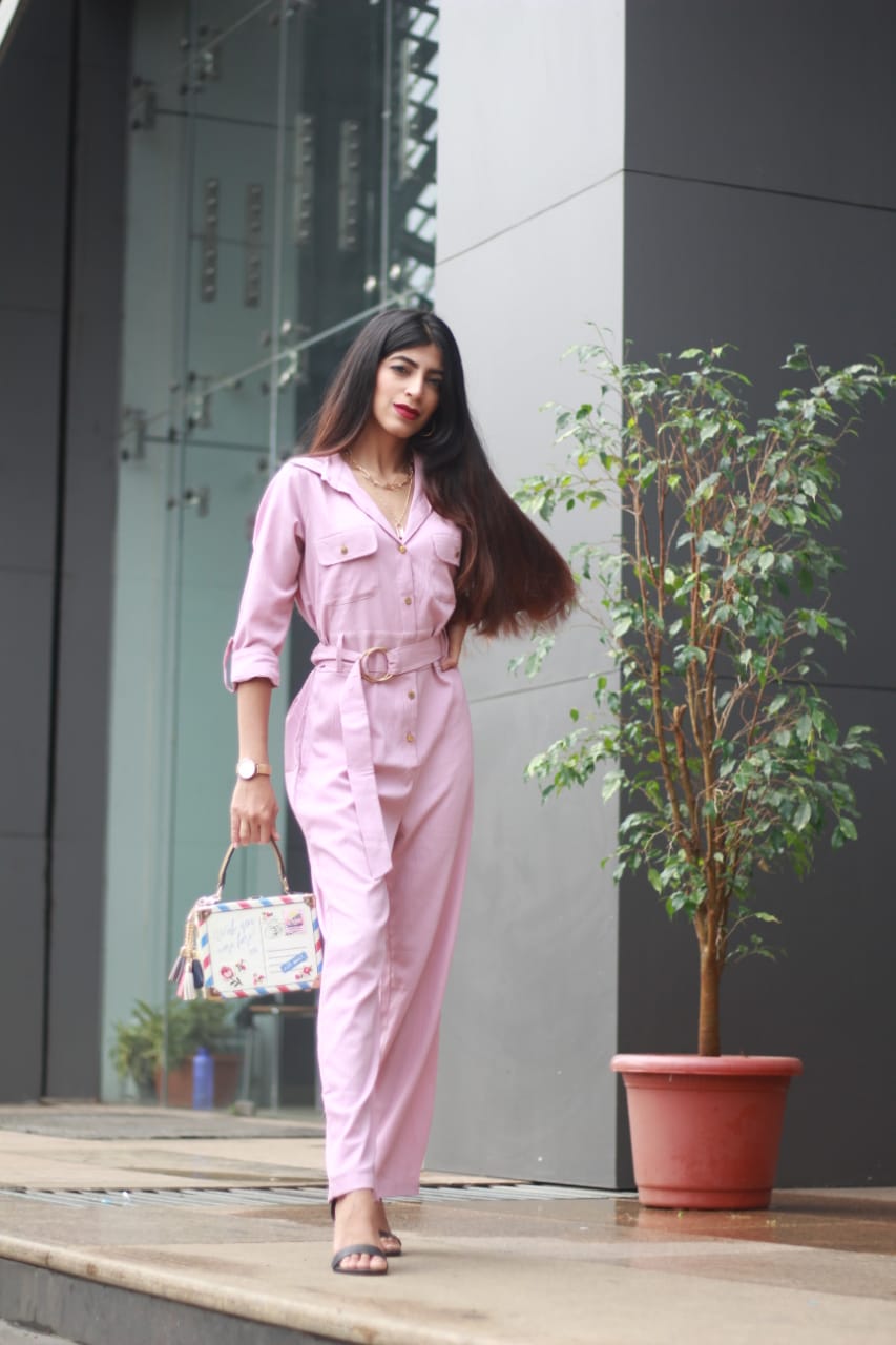 Jompers Women Purple Solid Jumpsuit - Swadesiicart
