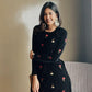trueBrowns Black Velvet Embroidered Kurta Sharara Set | Swadesiicart
