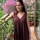 trueBrowns Cola Brown Sleeveless Flared Kurta Pant Set | Swadesiicart