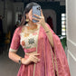 Lorenvalley Peach Premium Pure Shimmer Pure Shimmer Lehenga Choli | Swadesiicart