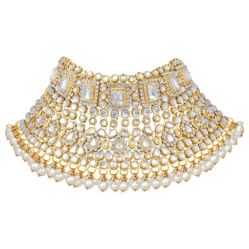 Jewel City Complete Bridal Kundan Jewelry Set - 8-Piece Royal Indian Wedding Collection with Choker, Rani Haar, Earrings, Maang Tikka & Mathapatti | Swadesiicart