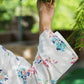 Yufta White Floral Print Kaftan Kurta with Trousers Co-Ords - Swadesiicart