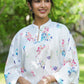 Yufta White Floral Print Kaftan Kurta with Trousers Co-Ords - Swadesiicart