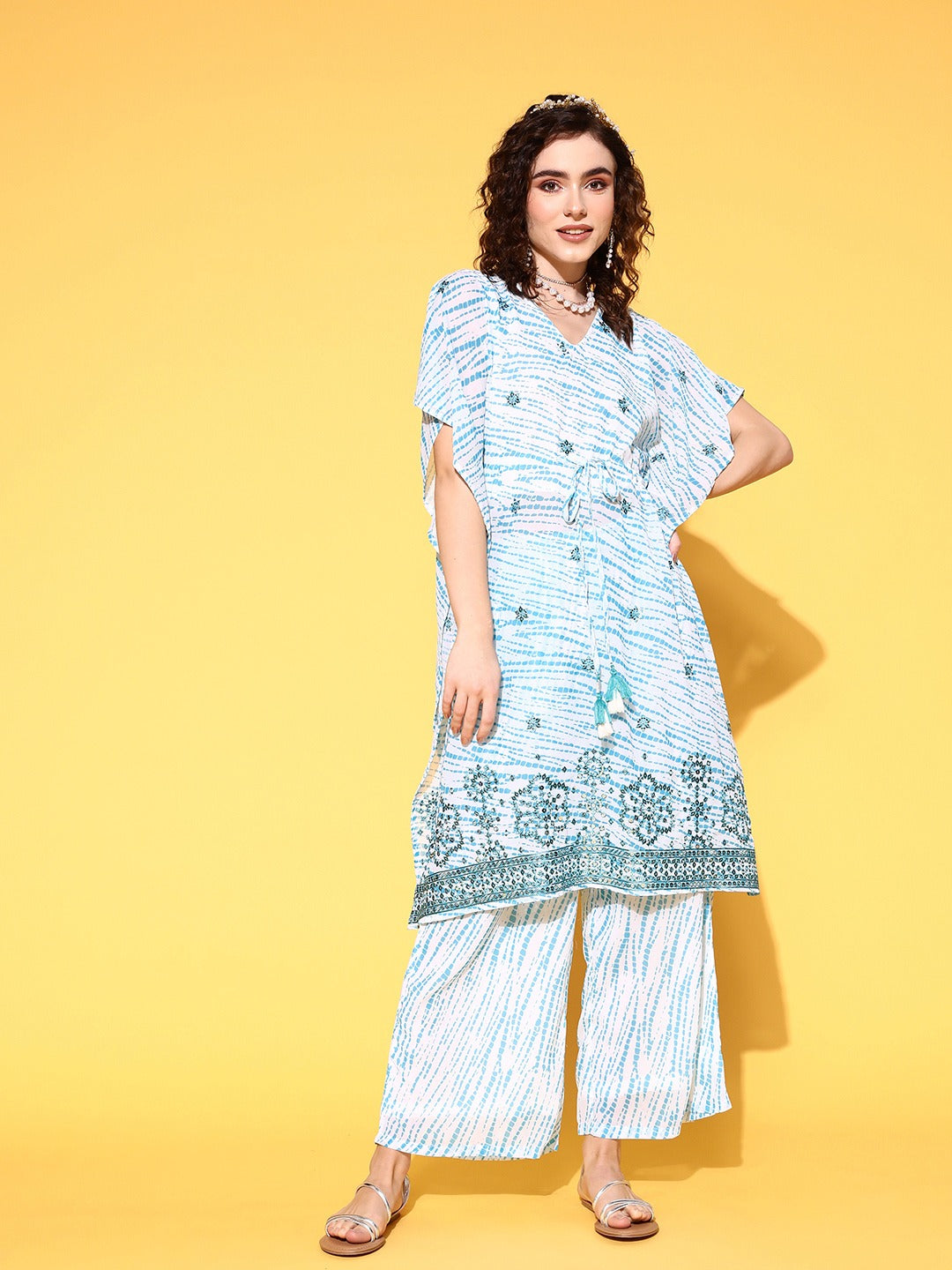 Yufta White Printed Co-ord Set - Swadesiicart