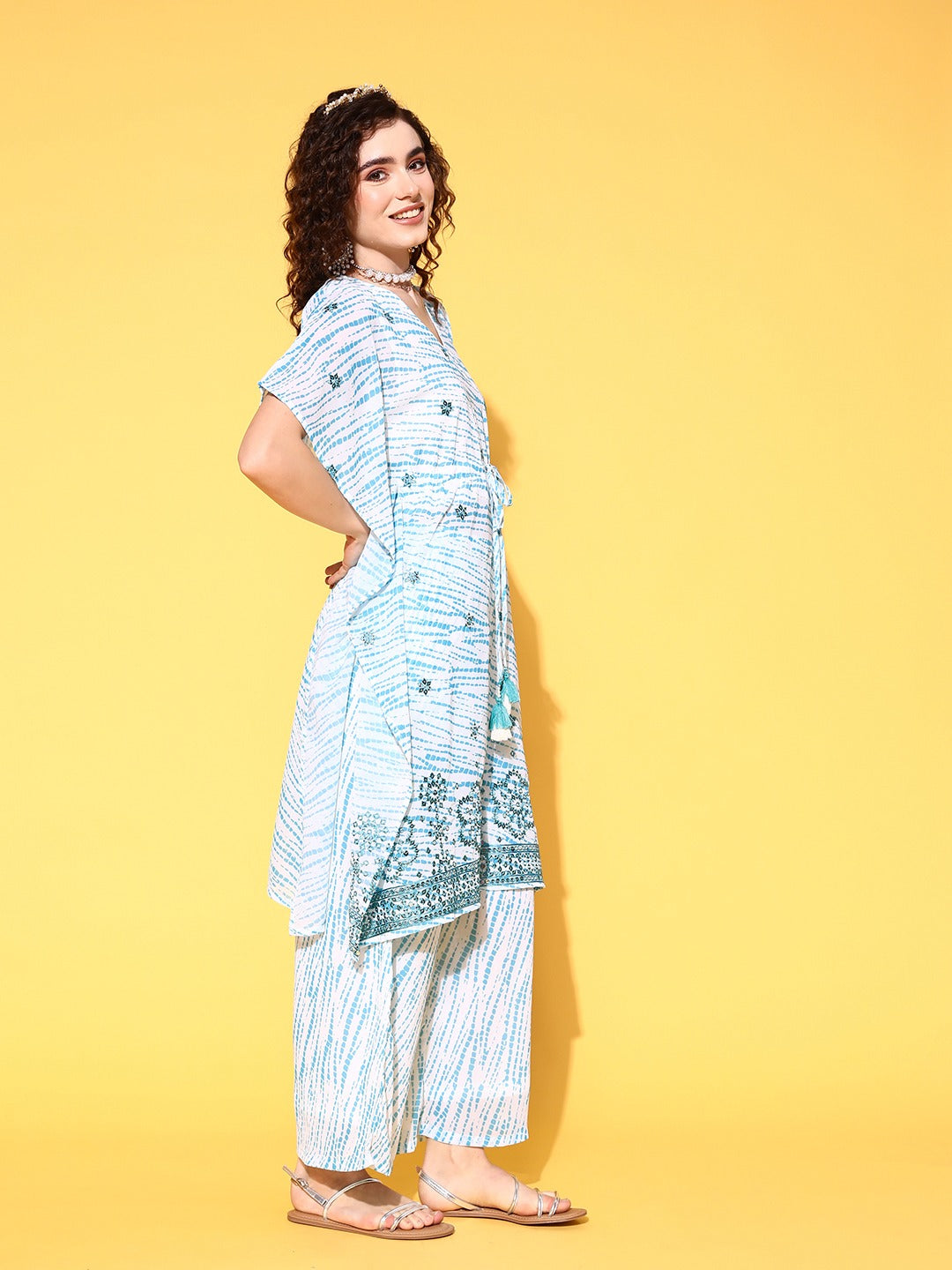 Yufta White Printed Co-ord Set - Swadesiicart