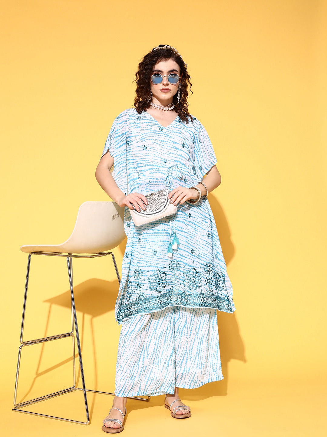Yufta White Printed Co-ord Set - Swadesiicart