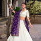 Lorenvalley Fashion White Pure Rayon Lace Touch Up Lehenga Choli with Dupatta - Swadesiicart