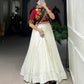 Lorenvalley White Pure Rayon Plain With Gota Patti Touch Up Lehenga Choli with Dupatta | Swadesiicart