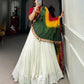 Lorenvalley White Pure Rayon with Plain With Gota Patti Touch Up Lehenga Choli | Swadesiicart