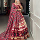 Lorenvalley White Tussar Silk Patola Print With Foil Work Lehenga Choli | Swadesiicart