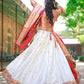 Lorenvalley White Jacquard Silk Paithani Weaving Zari Lehenga Choli with Dupatta | Swadesiicart