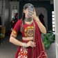 Lorenvalley White Rayon and Printed Silk with Plain And Printed With Original Mirror Gamthi Work And Gamthi Patch Work Lehenga Choli | Swadesiicart