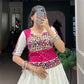 Lorenvalley Pure Cotton White Plain With Gota Patti Touch Up Lehenga Choli | Swadesiicart