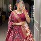 Lorenvalley White Tussar Silk Patola Print With Foil Work Lehenga Choli | Swadesiicart