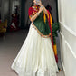 Lorenvalley White Pure Rayon with Plain With Gota Patti Touch Up Lehenga Choli | Swadesiicart