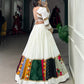 Lorenvalley White Rayon Plain With Embroidery And Gamthi Patch Work Lehenga Choli | Swadesiicart