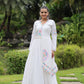 Lorenvalley White Rayon Fabric With Kutchi Gamthi Lace Gown | Swadesiicart