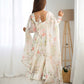 Lorenvalley White Soft Organza Silk With Floral Print Fully Flared Anarkali Pant With Dupatta Set - Swadesiicart