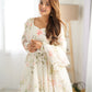 Lorenvalley White Soft Organza Silk With Floral Print Fully Flared Anarkali Pant With Dupatta Set - Swadesiicart