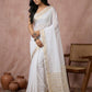 Anaita White Cotton Saree With Blouse