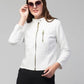 PAVONINE White Color Burfi-Design Zipper Jacket For Girls | Swadesiicart