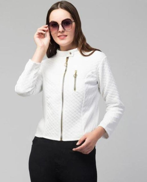 PAVONINE White Color Burfi-Design Zipper Jacket For Girls | Swadesiicart