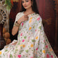 Anaita White Linen Printed Saree With Blouse