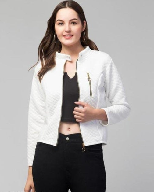 PAVONINE White Color Burfi-Design Zipper Jacket For Girls | Swadesiicart
