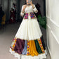 Lorenvalley White Rayon Plain With Embroidery And Gamthi Patch Work Lehenga Choli | Swadesiicart