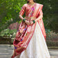 Lorenvalley White Jacquard Silk Paithani Weaving Zari Lehenga Choli with Dupatta | Swadesiicart