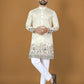 Anaita White Embroidery Silk Straight Kurta
