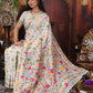 Anaita White Linen Printed Saree With Blouse