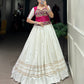 Lorenvalley White Pure Cotton Plain With Gota Patti Touch Up Lehenga Choli | Swadesiicart