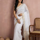 Anaita White Cotton Saree With Blouse