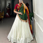 Lorenvalley White Pure Rayon with Plain With Gota Patti Touch Up Lehenga Choli | Swadesiicart
