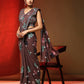 Brown Pure Georgette Sequence work Ready to wear Saree with stitched Blouse - Nirvana | Swadesiicart