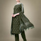 Jyoti Fashion Women's Dark Green Cotton Blend Embroidery & Sequence work Kurta with Trouser & Dupatta | Swadesiicart