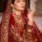 Maroon Velvet Front & Back Embroidery Wedding Anarkali Suit - Emponline | Swadesiicart