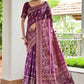Vishnu Weaves Women's Wine Handloom Raw Silk Thread Weaving Saree with Blouse - Swadesiicart