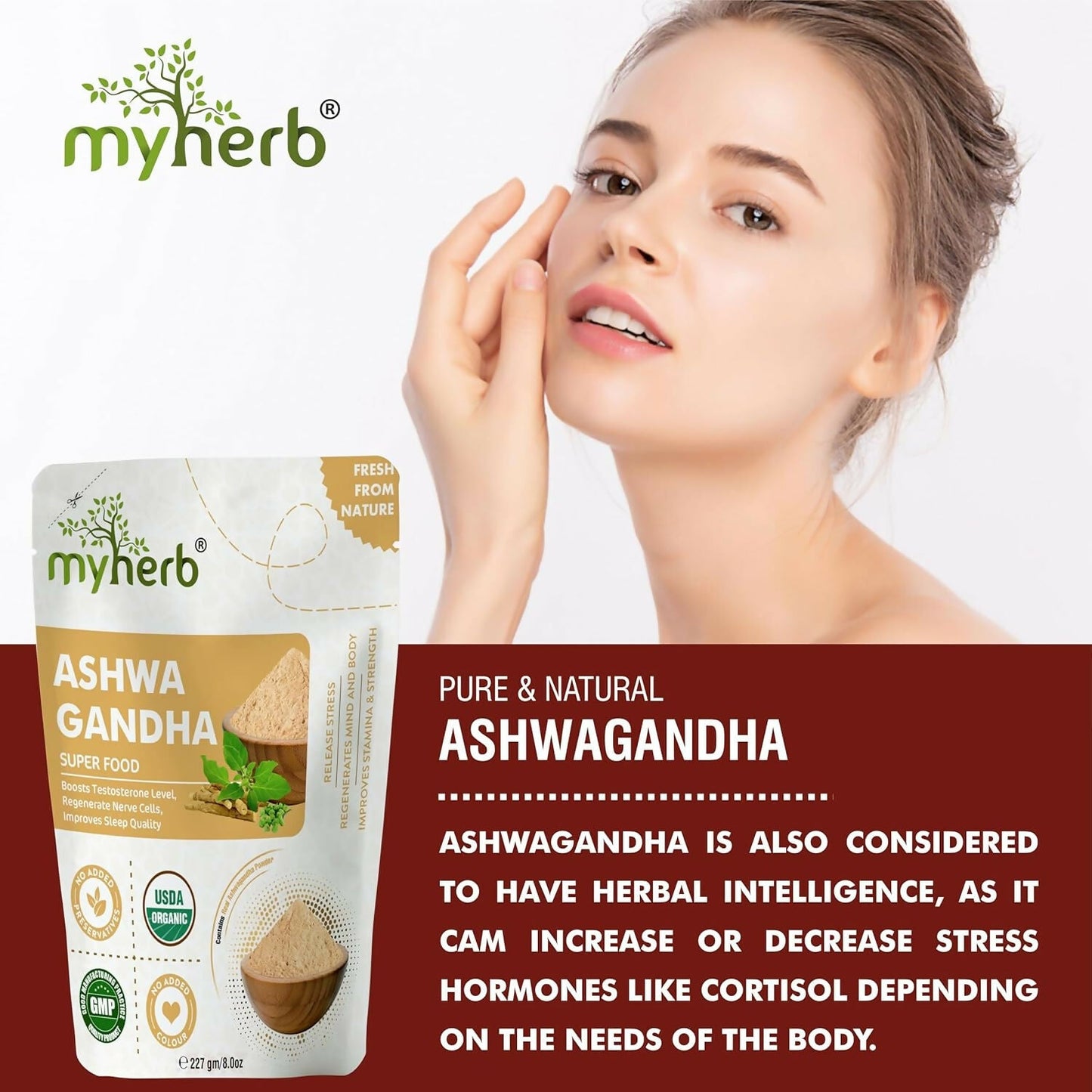 Myherb Pure Natural Organic Ashwagandha Powder - Swadesiicart