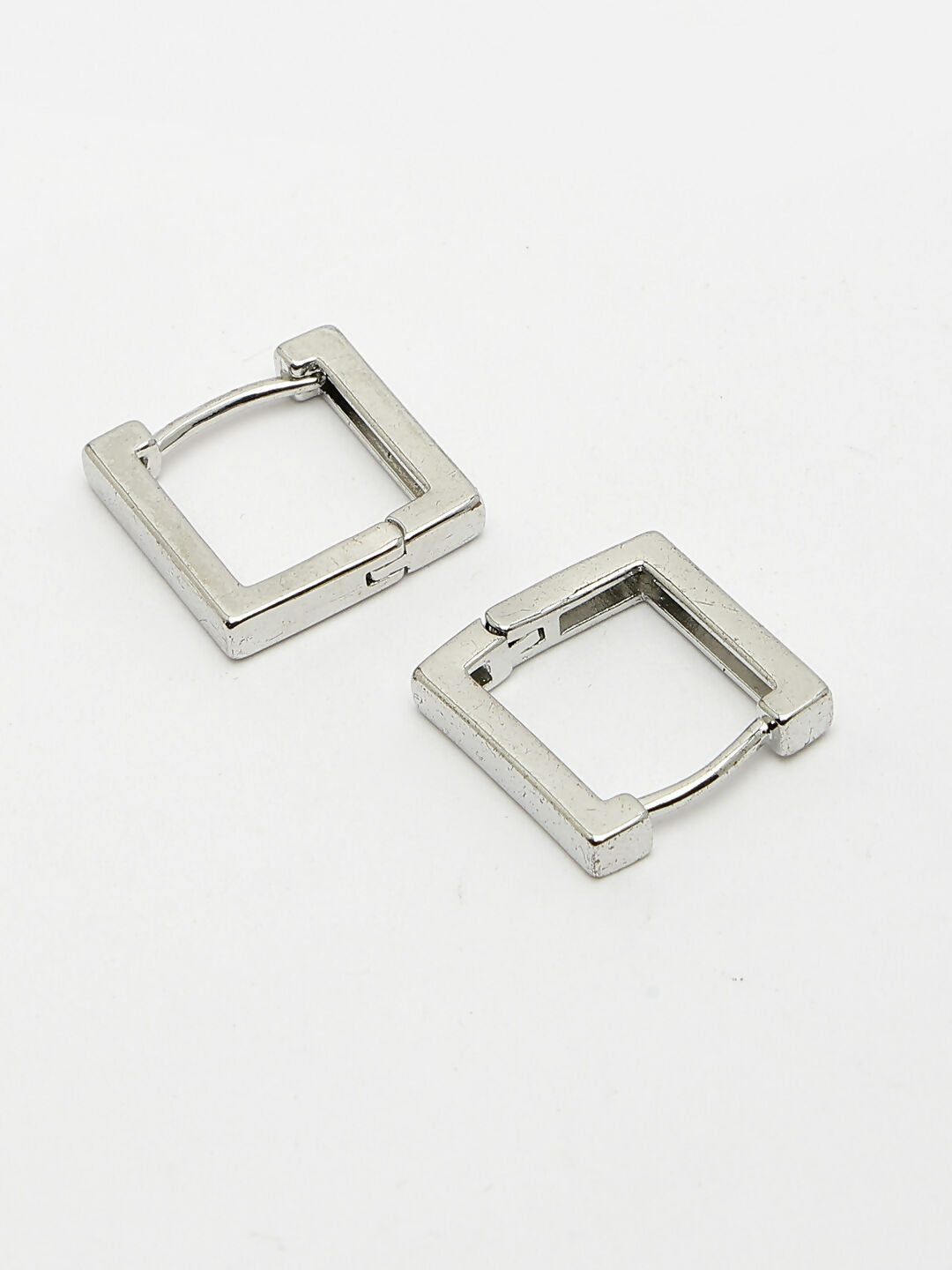 NVR Men's Silver-Plated Geometric Shape Stainless Steel Hoop Earrings - Swadesiicart