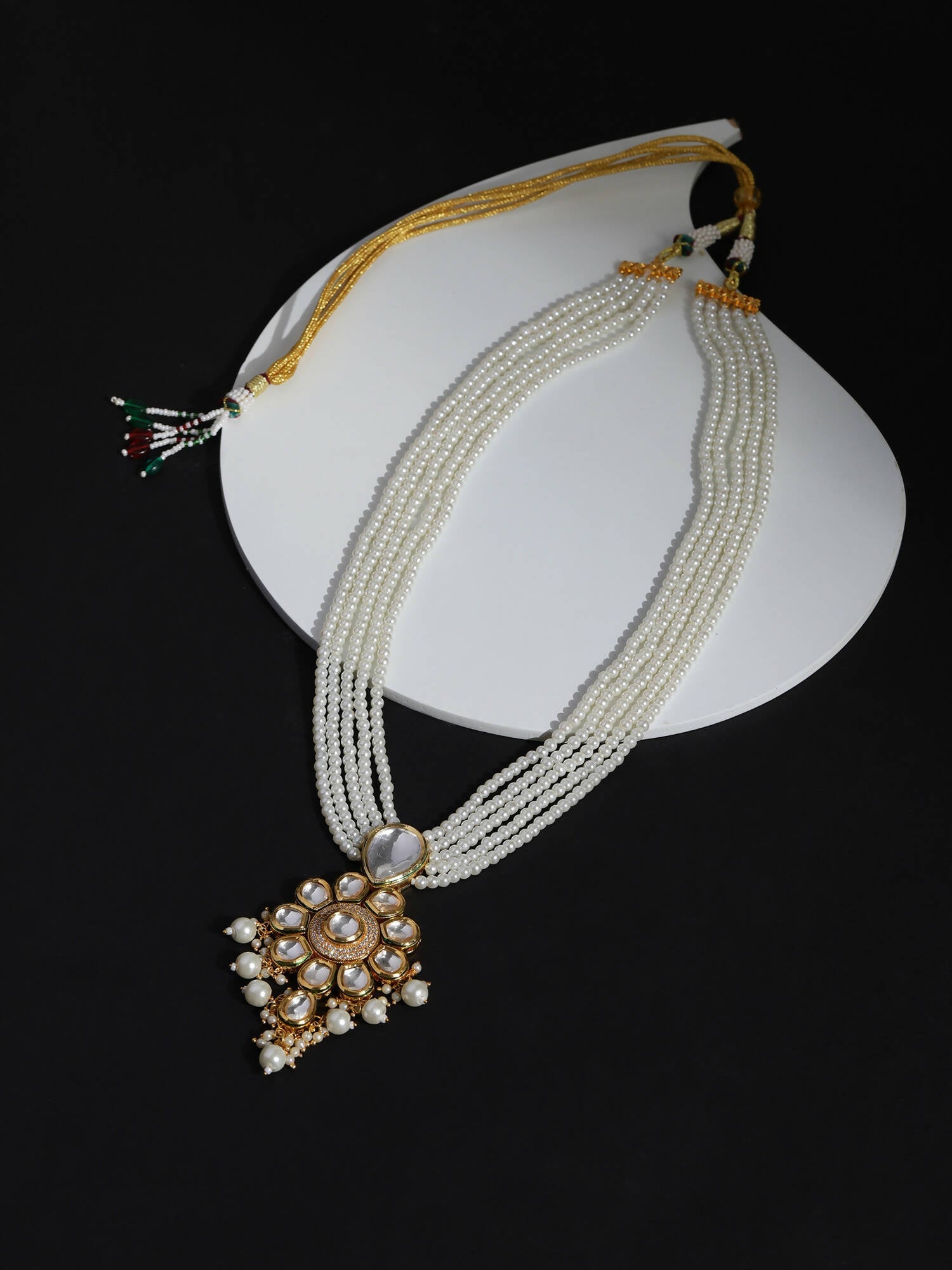 Gold-Toned White Brass Gold-Polished Necklace - Ruby Raang | Swadesiicart