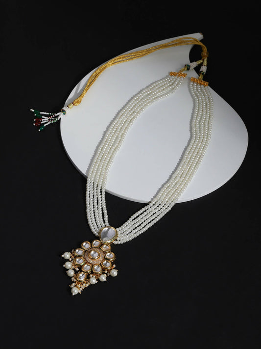 Gold-Toned White Brass Gold-Polished Necklace - Ruby Raang | Swadesiicart