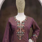 Anaita Wine Simar with Embroidery Multi & Zarkhan Work Readymade Palazzo suit