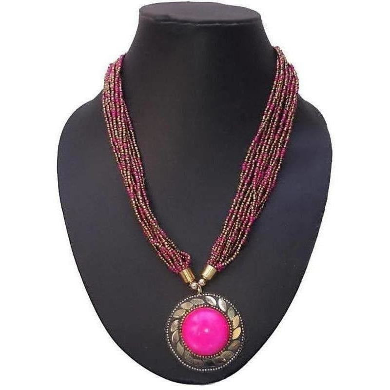 MS Fashion India Stylish Beaded Necklace Pink Color | Swadesiicart