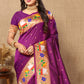 Lorenvalley Fashion Wine Soft Paithani Silk Woven Design Rich Zari Meenakari Weaving Saree - Swadesiicart