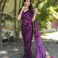 Anaita Wine Woven Design Pure Bandhej Silk Saree With Blouse