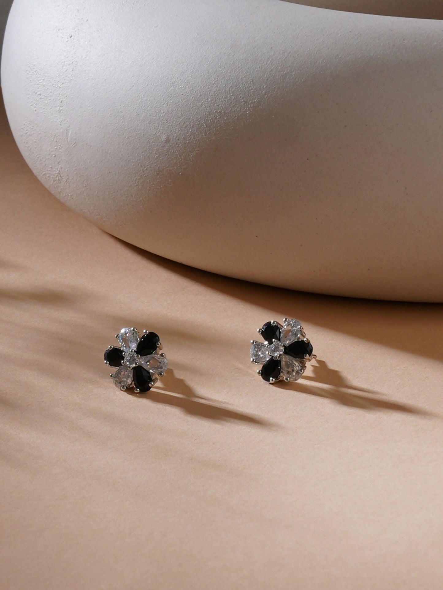 stone stud (Black and white) - Ruby Raang - Swadesiicart