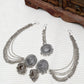 Mominos Fashion Johar Kamal Bahubali Silver Colour Earrings With Tikka - Mominos Fashion