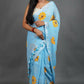 Exclusive Collection Sky Pure Cotton Saree With Sunflower Design - Swadesiicart